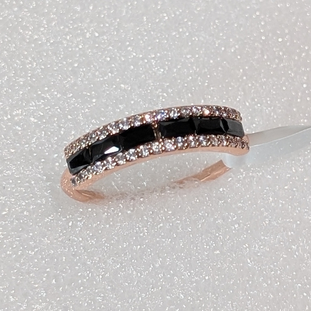 NWT Bomb Party Elegant LC Black White Cubic Zirconia Rose Gold Plated Sz 10 Ring